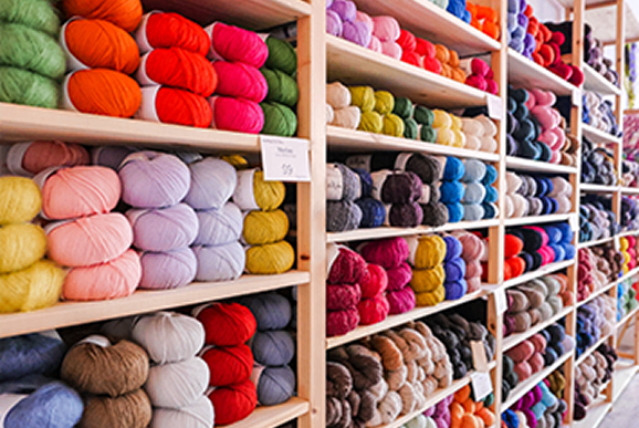 Colorful yarn display